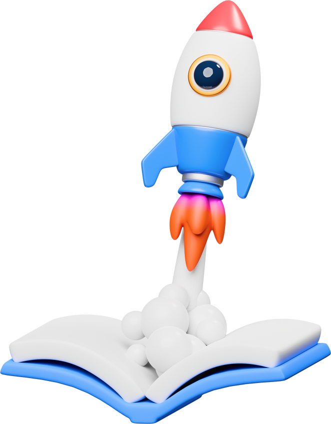 rocket book 3d illustration